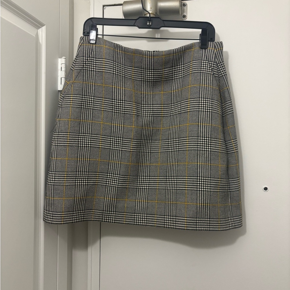 Karen Millen Plaid Mini Skirt in Gray and Yellow